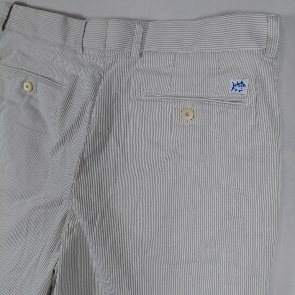 Southern Tide The Skipjack Mens 36 Seersucker Shorts Tan White Striped‎ Cotton